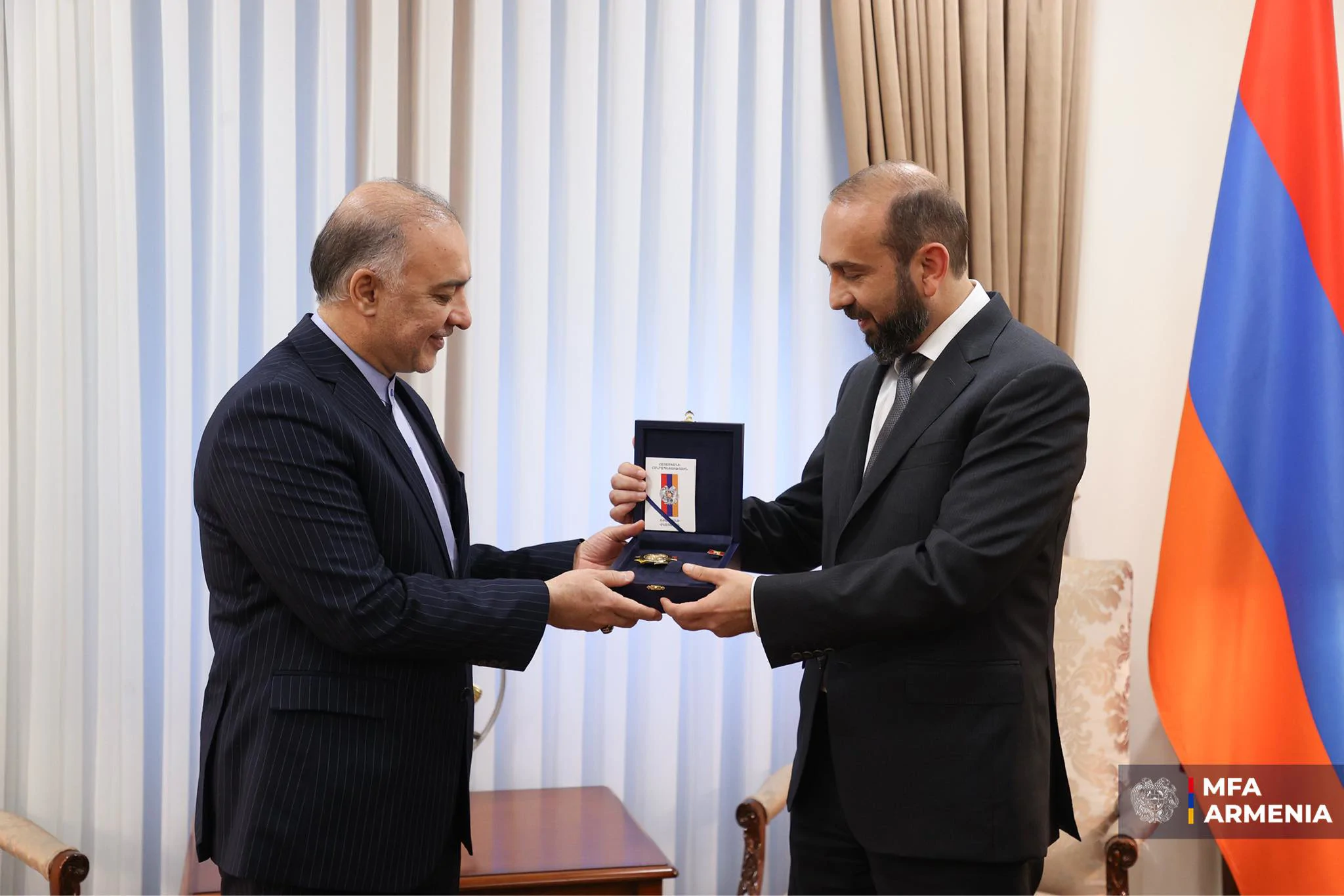 Mirzoyan Awards Iran's Ambassador with Order of Friendship