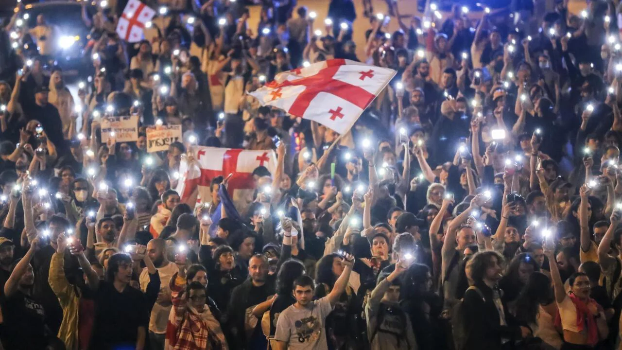 Anti-Government Protesters March in Tbilisi